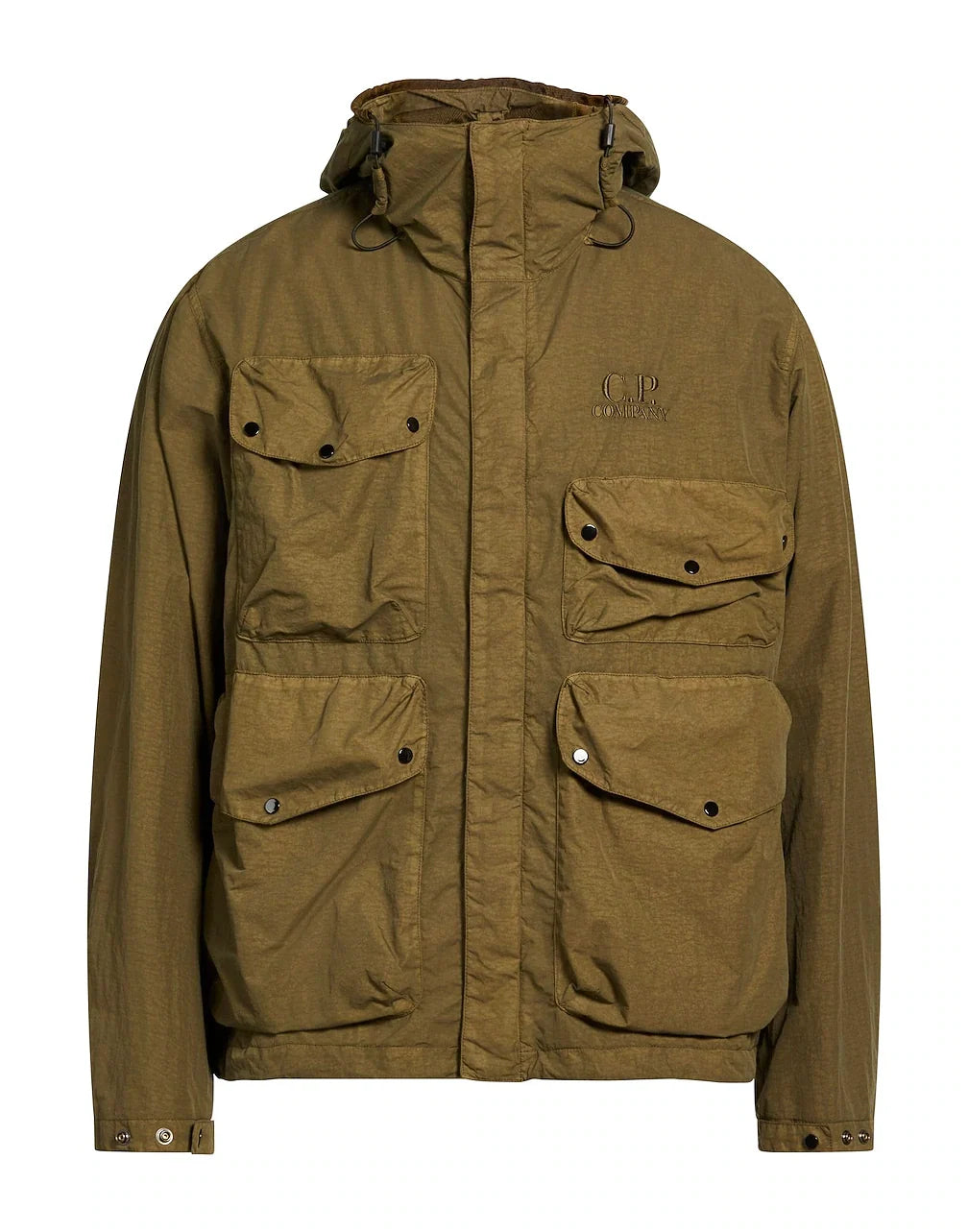 Cp Company Flatt Nylon Goggle Jacket In Ivy Green