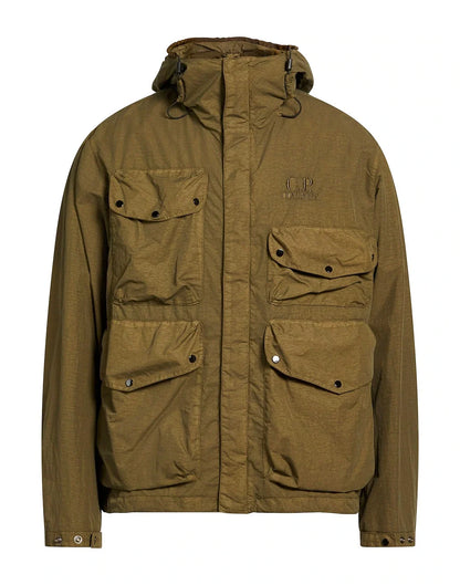 Cp Company Flatt Nylon Goggle Jacket In Ivy Green