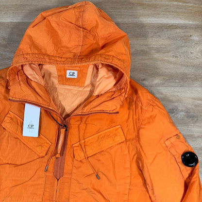 C.P. Company Chrome-R Hooded Zipped Lens Overshirt in Russet Orange