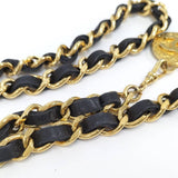 Load image into Gallery viewer, Chanel Chain Belt Medallion Coco Mark Leather Plated Gold Black
