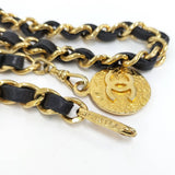 Load image into Gallery viewer, Chanel Chain Belt Medallion Coco Mark Leather Plated Gold Black