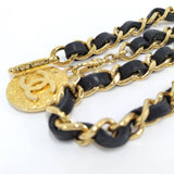 Load image into Gallery viewer, Chanel Chain Belt Medallion Coco Mark Leather Plated Gold Black