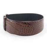 Load image into Gallery viewer, Saint Laurent Logo Croc Shape Pressed Leather Belt Brown 65 Storage
