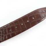 Load image into Gallery viewer, Saint Laurent Logo Croc Shape Pressed Leather Belt Brown 65 Storage