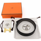 Load image into Gallery viewer, Hermes Belt Buckle H &amp; Leather 32 Box Calf 135 Vaux Togo Black Ethane