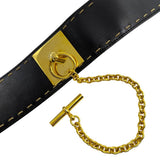 Load image into Gallery viewer, Celine Mantel Chain Belt Turnlock Leather Black Gold