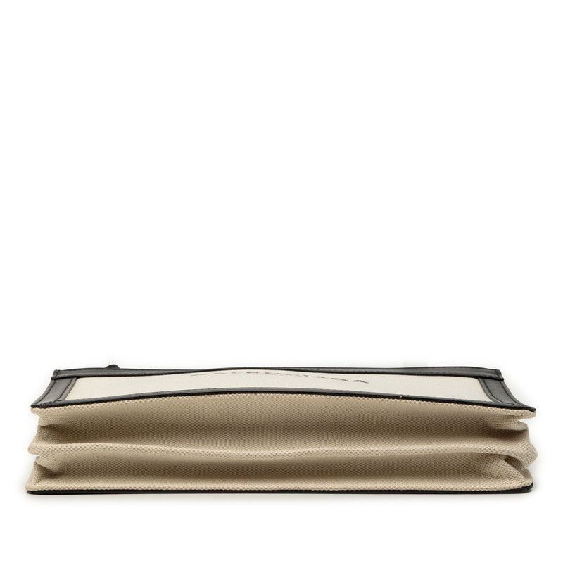 Balenciaga Logo Navy Pochette Crossbody Shoulder Bag Black Ivory Canvas