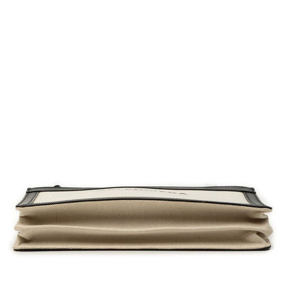 Balenciaga Logo Navy Pochette Crossbody Shoulder Bag Black Ivory Canvas