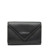 Load image into Gallery viewer, Balenciaga Paper Mini Wallet Trifold Compact Black Leather
