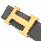 Load image into Gallery viewer, Hermes Buckle Reversible Belt Leather Constance Gold Vintage 70 Gray Black