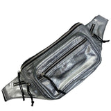 Load image into Gallery viewer, Saint Laurent Belt Bag Logo Leather Metallic Silver Paris Sophistication