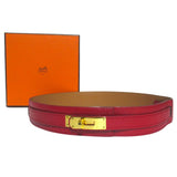 Load image into Gallery viewer, Hermes Kelly Leather Belt 70 Red Gold