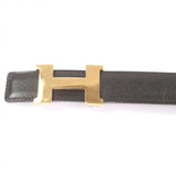 Load image into Gallery viewer, Hermes Vintage Martin Margiela Era Logo Gold Buckle Leather Belt Dark Brown 70