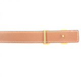 Load image into Gallery viewer, Hermes Vintage Martin Margiela Era Logo Gold Buckle Leather Belt Dark Brown 70