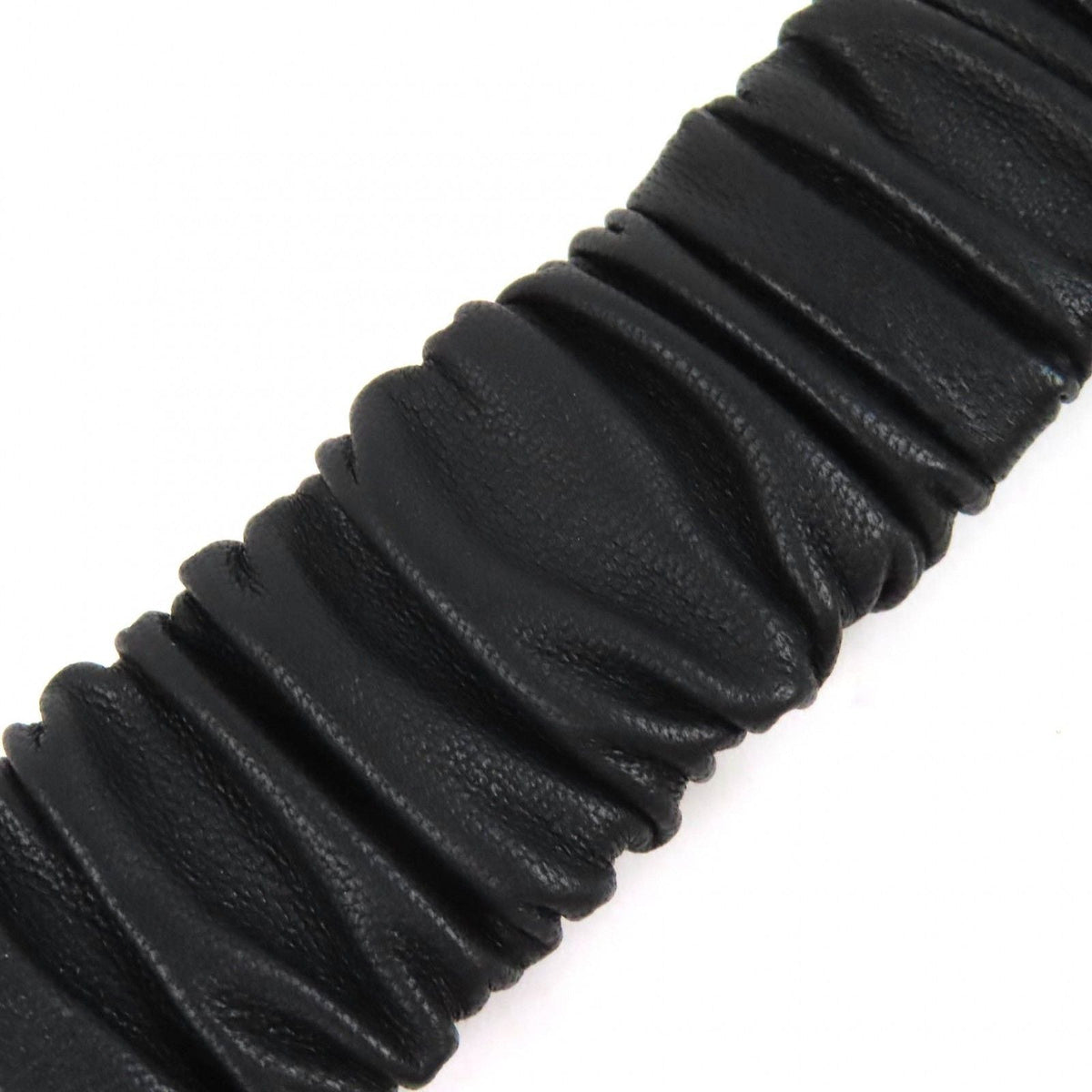 Chanel CC Logo Rhinestone Buckle Leather Rubber Belt Black Gold