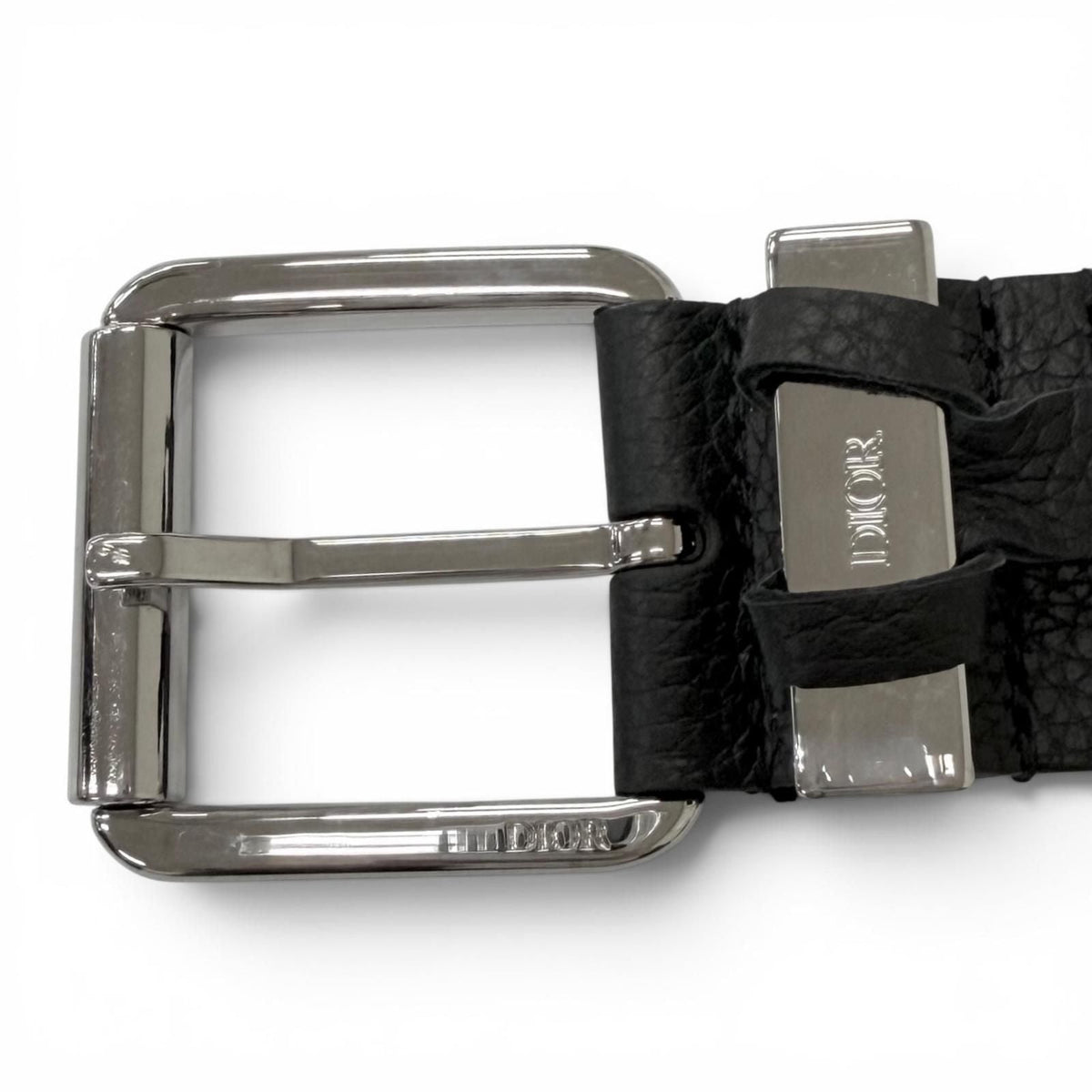 Dior Homme Logo Silver Pin Buckle Belt Black Recommended
