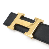 Load image into Gallery viewer, Hermes Belt Buckle Reversible Box Calf Leather Black Light Brown Gold 62