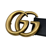 Load image into Gallery viewer, Gucci Belt GG Emblem Wide Leather Double Black Gold