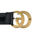 Load image into Gallery viewer, Gucci Belt GG Emblem Wide Leather Double Black Gold