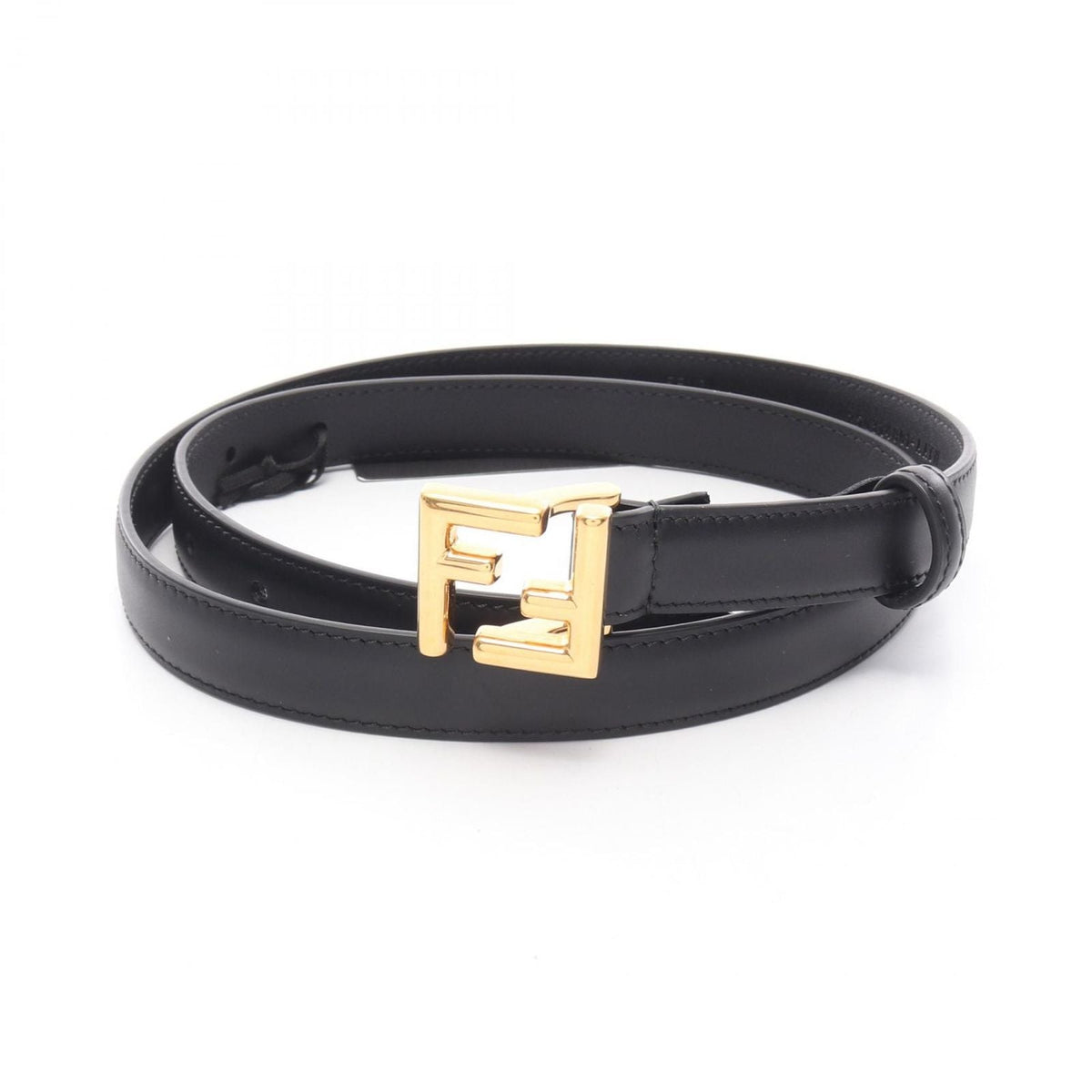Fendi Belt FF Logo Black Leather