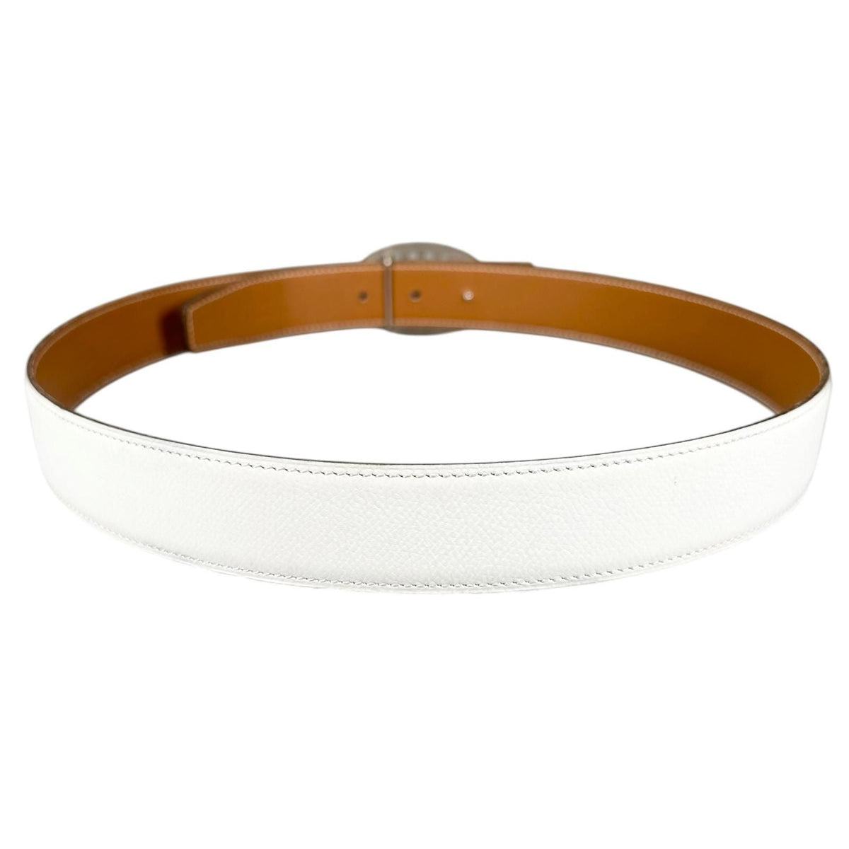 Hermes Evelyne Leather Brown White Belt Silver