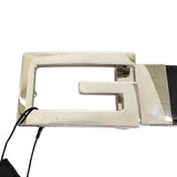 Load image into Gallery viewer, Gucci Square Leather Brown Black Belt Silver