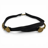 Load image into Gallery viewer, Chanel Vintage CC Logo Chain Leather Ribbon Belt Black Gold