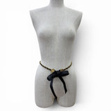 Load image into Gallery viewer, Chanel Vintage CC Logo Chain Leather Ribbon Belt Black Gold