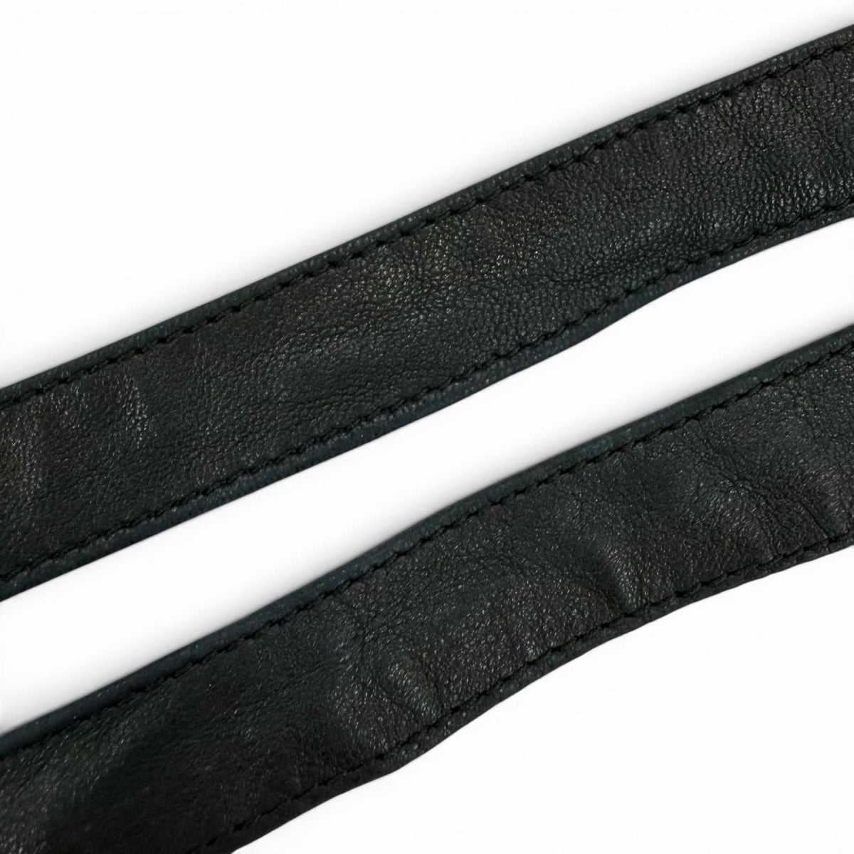 Chanel Vintage CC Logo Chain Leather Ribbon Belt Black Gold