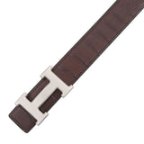 Load image into Gallery viewer, Hermes Belt Constance Dark Brown Matte Silver Porosus Leather 60