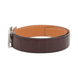 Load image into Gallery viewer, Hermes Belt Constance Dark Brown Matte Silver Porosus Leather 60