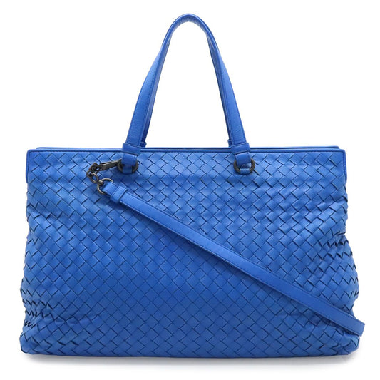 Bottega Veneta 2-Way Tote Shoulder Bag Leather Blue