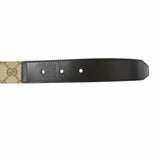 Load image into Gallery viewer, Gucci Leather GG Canvas Silver Square Hapi Buckle Reversible Belt Beige Black