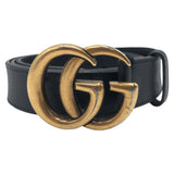 Load image into Gallery viewer, Gucci GG Marmont 80 32 Black Gold Leather Metal Belt Buckle