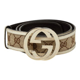 Load image into Gallery viewer, Gucci Interlocking GG Canvas Belt 85 34 Beige White