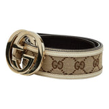 Load image into Gallery viewer, Gucci Interlocking GG Canvas Belt 85 34 Beige White