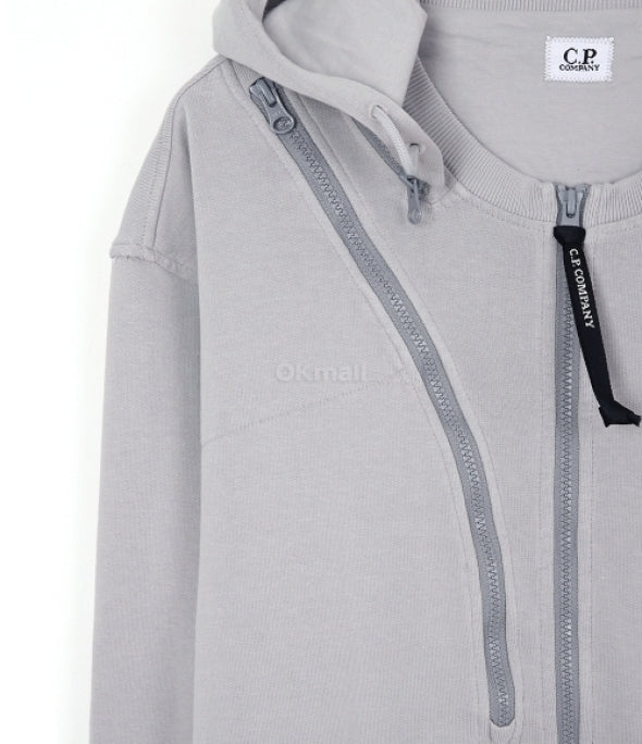 Cp Company 024A Hooded Sweatshirt In Drizzle Grey