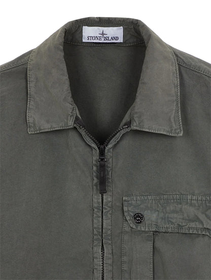 Stone Island Garment Dyed Overshirt Musk Green
