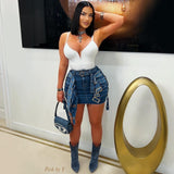 Load image into Gallery viewer, City belted denim skirt (Blue)