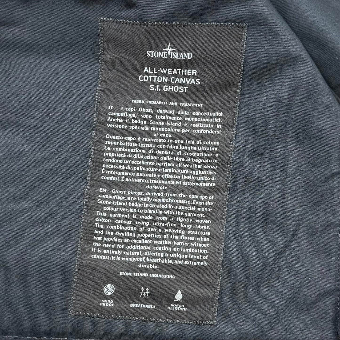 Stone Island Ghost Canvas Pea Coat - Black