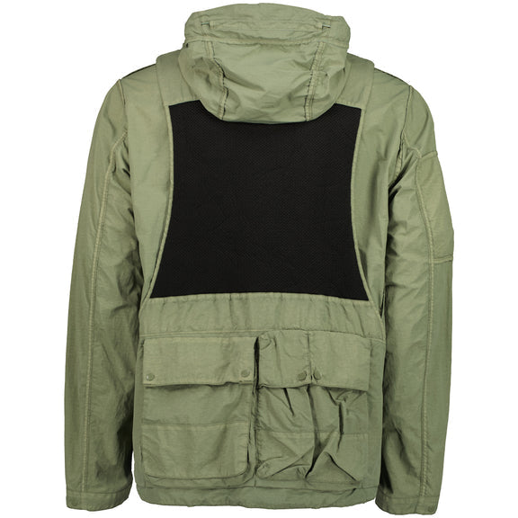Cp Company Flatt Nylon Reversible Hooded Lens Jacket In Agave Green