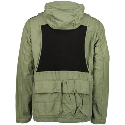 Cp Company Flatt Nylon Reversible Hooded Lens Jacket In Agave Green