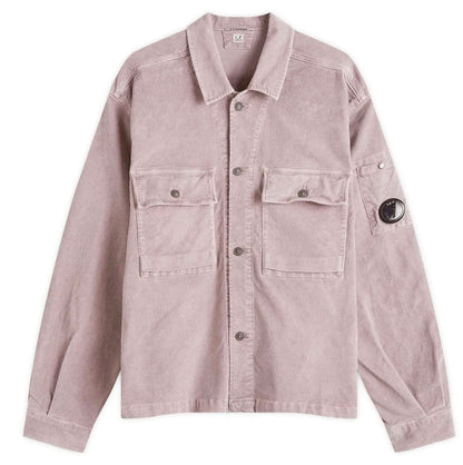 Cp Company Corduroy Utility Lens Overshirt In Purple Dove
