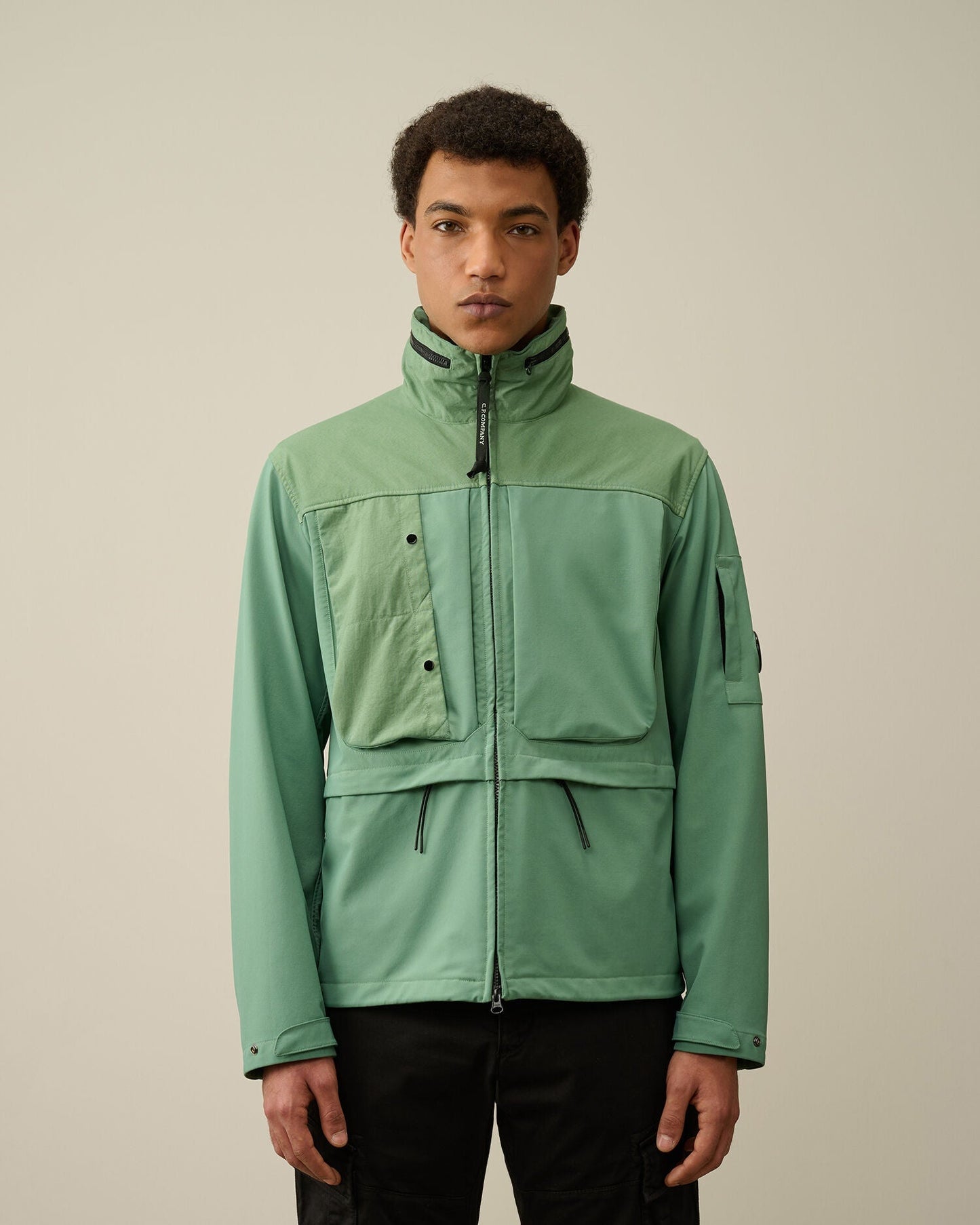 Cp Company Gd Shell Mixed Jacket In Green Bay