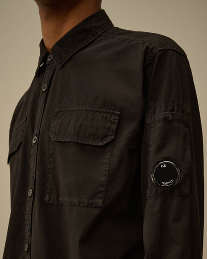 Cp Company 706A Organic Gabardine Button Shirt In Black