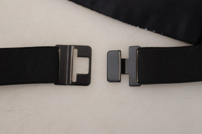 Dolce & Gabbana Black Polka Dot Wide Waist Men Belt Cummerband