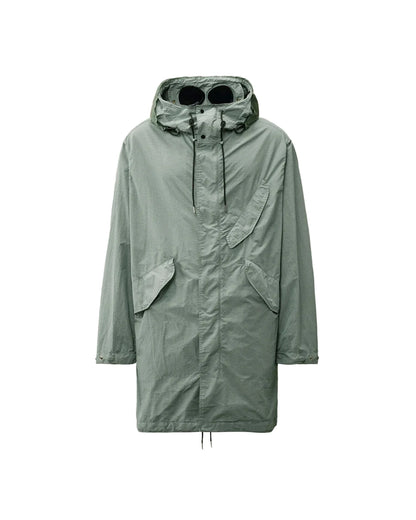 Cp Company Flatt Nylon Fishtail Goggle Parka Jacket In Stormy Weather