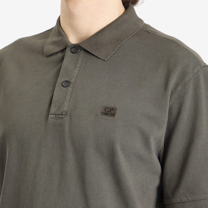 Cp Company 180A Resist Dyed Polo Shirt In Smoked Pearl