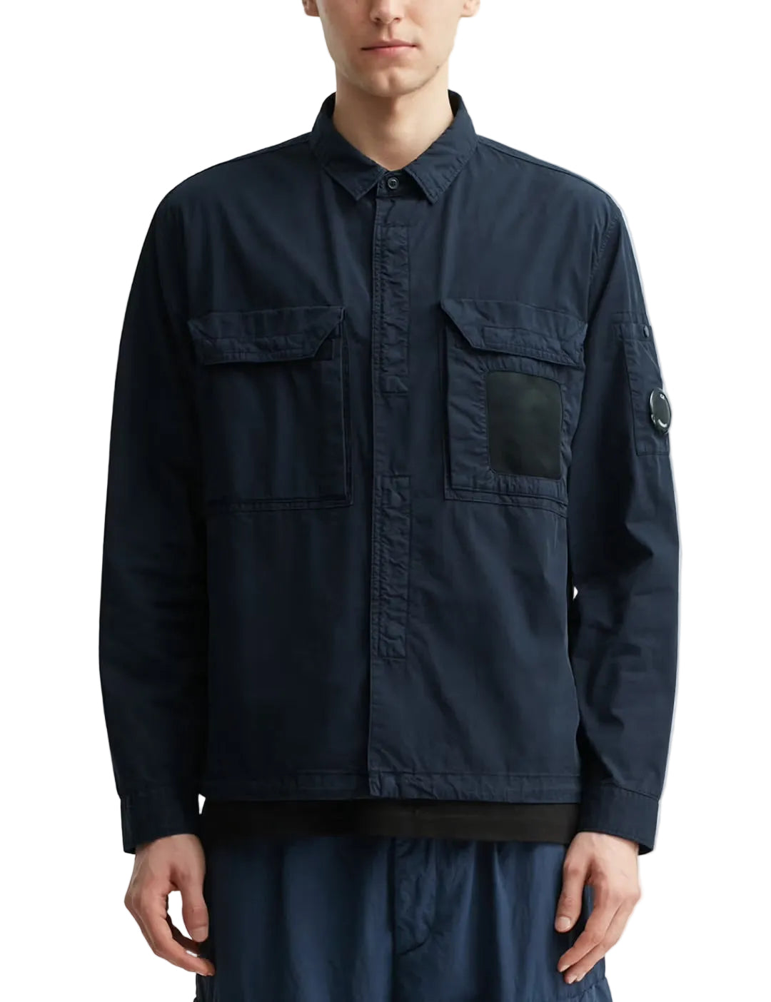 Cp Company 142A Organic Cotton Gabardine Overshirt In Navy