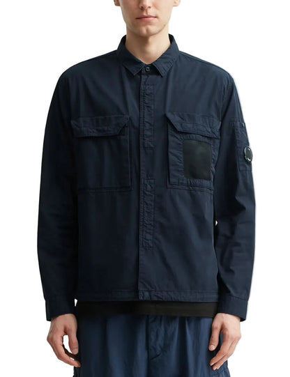 Cp Company 142A Organic Cotton Gabardine Overshirt In Navy